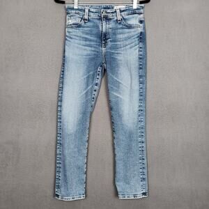 AG Jeans Womens 28R Light Wash High Rise Slim Straight Crop Stretch Denim